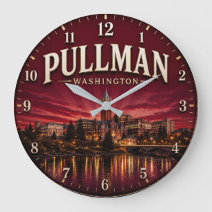 Pullman Washington College Town  Large Clock