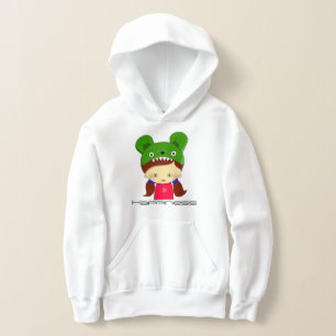 Pullover White Graphic Hoodie for Girls
