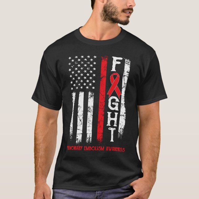 Pulmonary Embolism Warrior US Flag T-Shirt (Front)