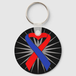 Pulmonary Fibrosis Awareness Heart Ribbon.png Key Ring