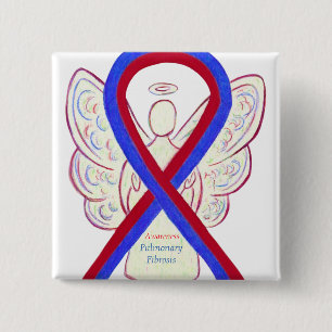 Pulmonary Fibrosis Awareness Ribbon Angel Pin