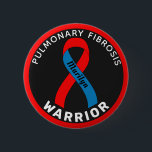 Pulmonary Fibrosis Warrior Ribbon Black Button<br><div class="desc">Pulmonary Fibrosis Warrior Ribbon Black Button for awareness and support for people with pulmonary fibrosis.</div>