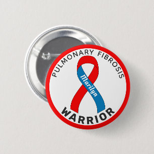 Pulmonary Fibrosis Warrior Ribbon White Button