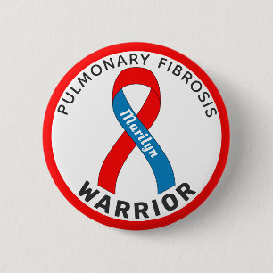 Pulmonary Fibrosis Warrior Ribbon White Button