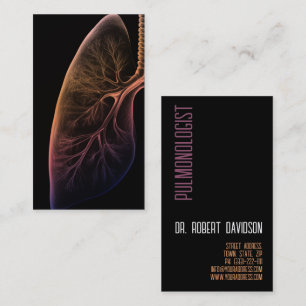 Pulmonary Lungs Disease Doctor Simple Black Business Card