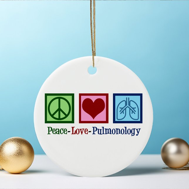 Pulmonologist Peace Love Pulmonology Christmas Ceramic Tree Decoration (Creator Uploaded)