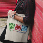 Pulmonologist Peace Love Pulmonology Tote Bag<br><div class="desc">Peace Love Pulmonology. A cool pulmonologist tote bag for a pulmonology doctor or nurse with a peace sign,  heart,  and lungs. A great gift for a pulmonary specialist who treats asthma and other respiratory issues.</div>