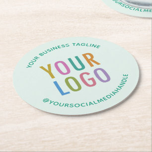 Pulpboard Paper Coasters Company Logo Light Green 