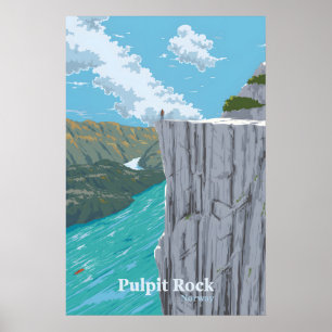 Pulpit Rock Preikestolen Norway Travel Poster