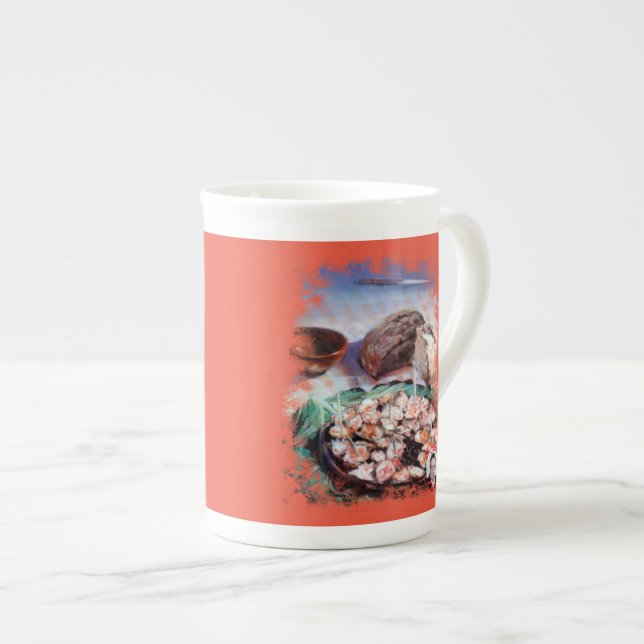 Pulpo a la gallega bone china mug (Front Right)
