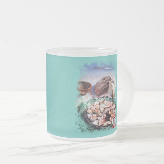 Pulpo a la gallega frosted glass coffee mug (Front Right)