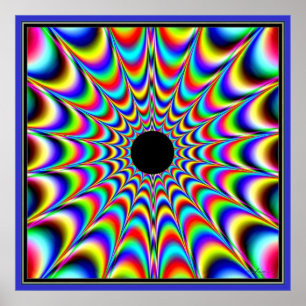 Pulsating Black Centre with Beaming Colours Poster