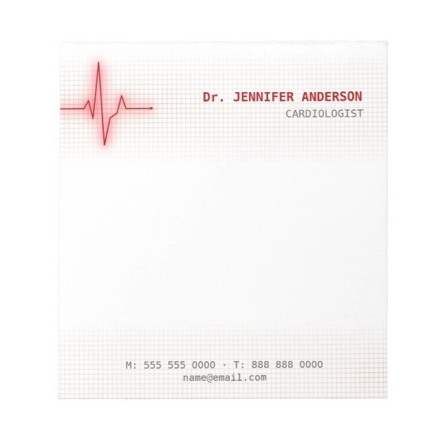 Pulse Heartbeat Cardiology notepad (Front)