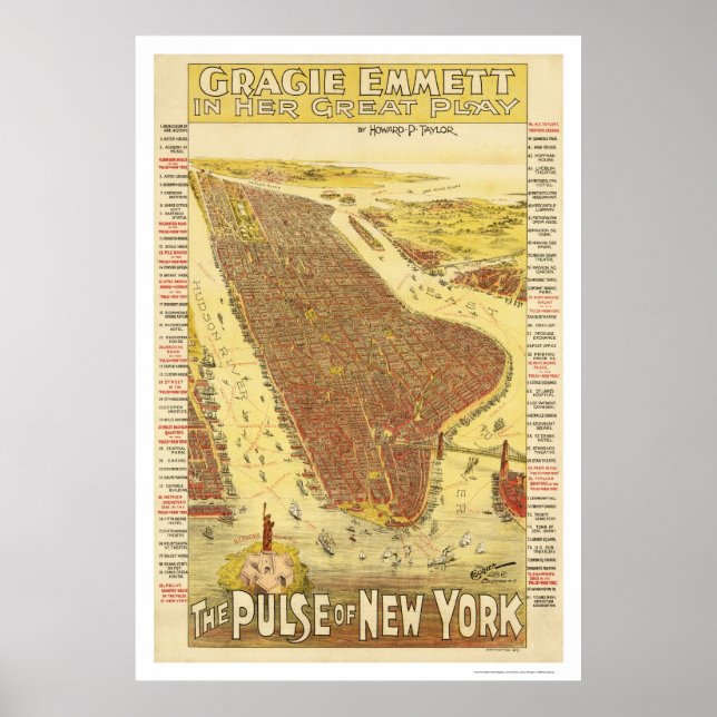 Pulse Of New York Map 1891 Poster (Front)