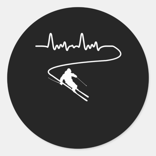 Pulse Rate Ski Skiing Cool Winter Sports Gift Classic Round Sticker (Front)