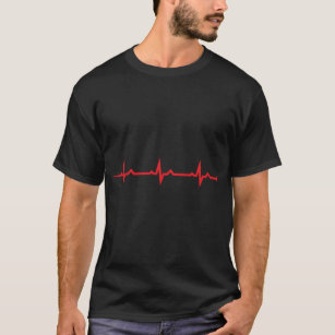 Pulse wave sticker and cup - three red ECG waves S T-Shirt