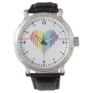 Pulsing Heartbeat of Pride Colours Watch