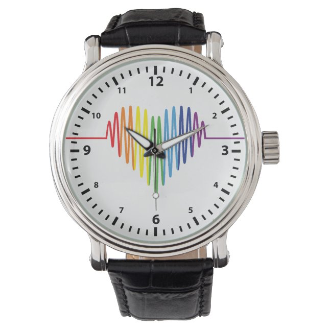 Pulsing Heartbeat of Pride Colours Watch (Front)