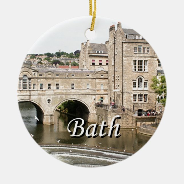 Pulteney Bridge, Avon River,Bath, England 2 Ceramic Tree Decoration (Front)