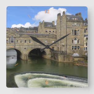 Pulteney Bridge, Bath. Square Wall Clock