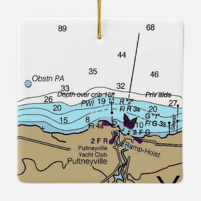 Pultneyville NY Nautical Chart Ceramic Ornament (Back)