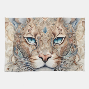Puma Face Surreal Art Tea Towel