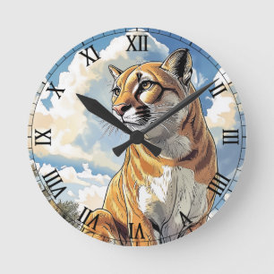 Puma I Cougar Round Clock