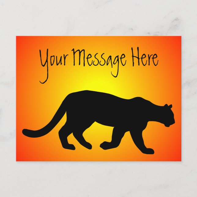 Puma Mountain Lion Cougar Sunfire Personalised Postcard (Front)
