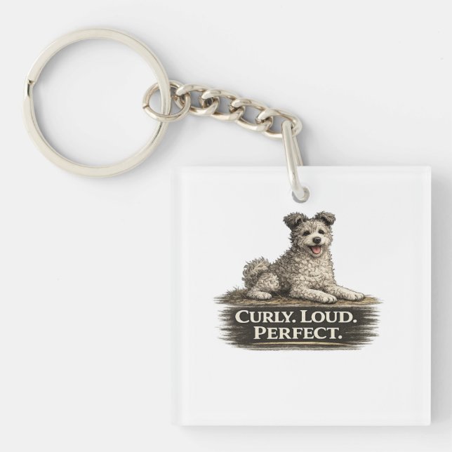 Pumi Dog – Curly Loud Perfect Key Ring (Front)