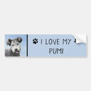 Pumi Painting - Cute Original Dog Art Bumper Sticker