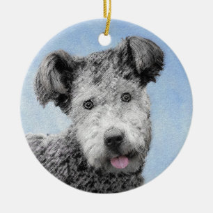 Pumi Painting - Cute Original Dog Art Ceramic Tree Decoration