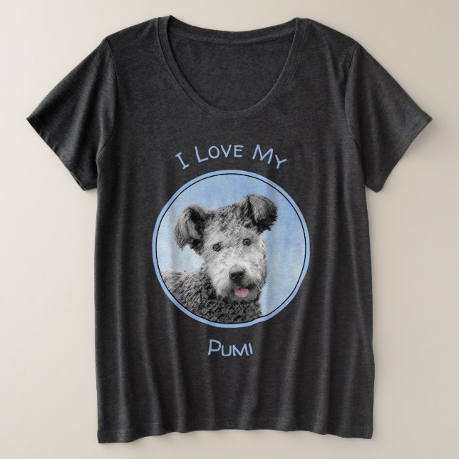 Pumi Painting - Cute Original Dog Art Plus Size T-Shirt (Design Front)