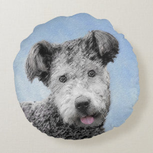 Pumi Painting - Cute Original Dog Art Round Cushion