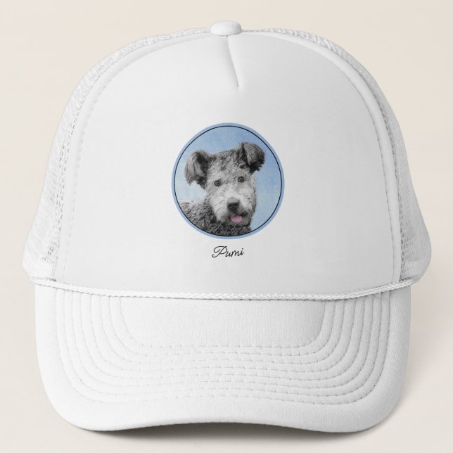 Pumi Painting - Cute Original Dog Art Trucker Hat (Front)