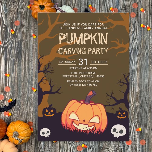 Pumkin Carving Party Halloween Invitation (Creator Uploaded)