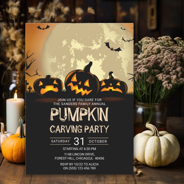 Pumkin Carving Party Halloween Invitation (Creator Uploaded)