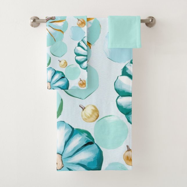 Pumokin Throw Pillow Bath Towel Set (Insitu)