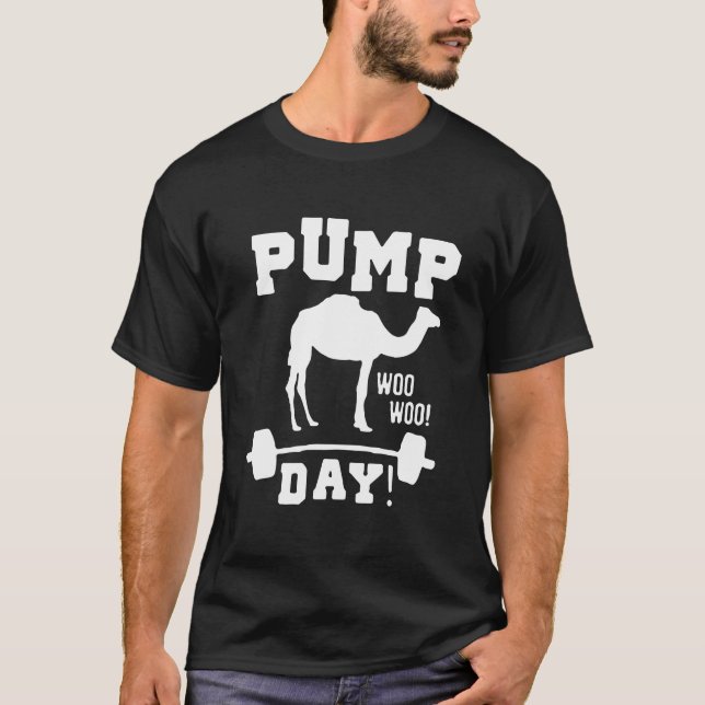 Pump Day Graphic Camel Workout T-shirt (Front)