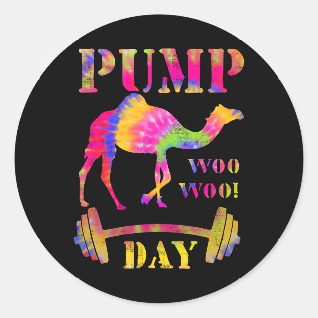 Pump Day Weightlifting Bodybuilding Tie Dye Tee Gy Classic Round Sticker (Front)
