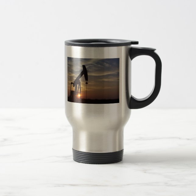 Pump Jack at Sunset Travel Mug. Mug (Right)