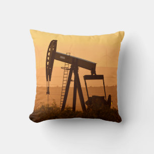 Pump Jack Pumping Oil In West Texas, USA Cushion