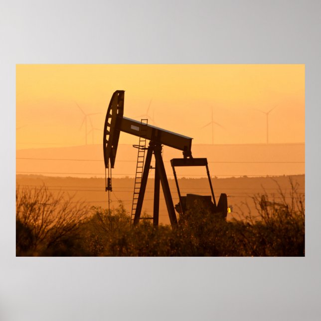 Pump Jack Pumping Oil In West Texas, USA Poster (Front)