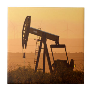 Pump Jack Pumping Oil In West Texas, USA Tile