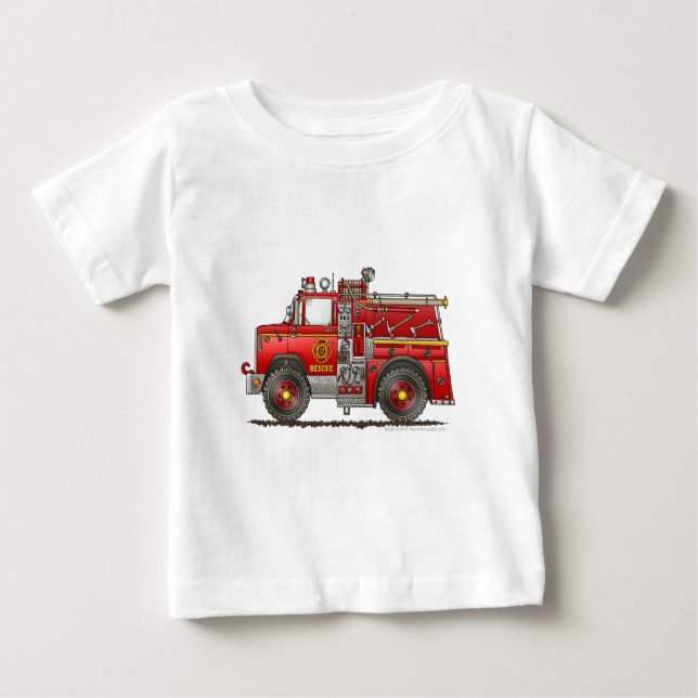 Pumper Rescue Fire Truck Firefighter Baby T-Shirt (Front)