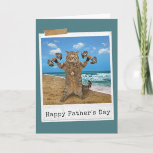 Pumping Iron! Cat Happy Father's Day Card