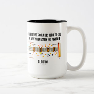 Pumping Three Sodium Ions Out Of Cell (Na-K Pump) Two-Tone Coffee Mug
