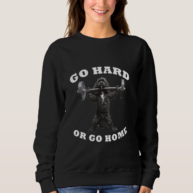Pumping Weight Lifting Funny Portuguese Water Dog  Sweatshirt (Front)