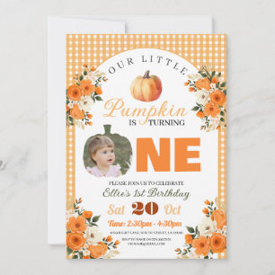 Pumpkin 1st Birthday Little Pumpkin Autumn Fall Invitation