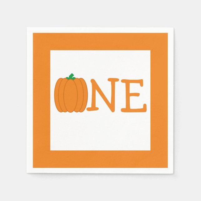 Pumpkin 1st Birthday Napkin (Front)
