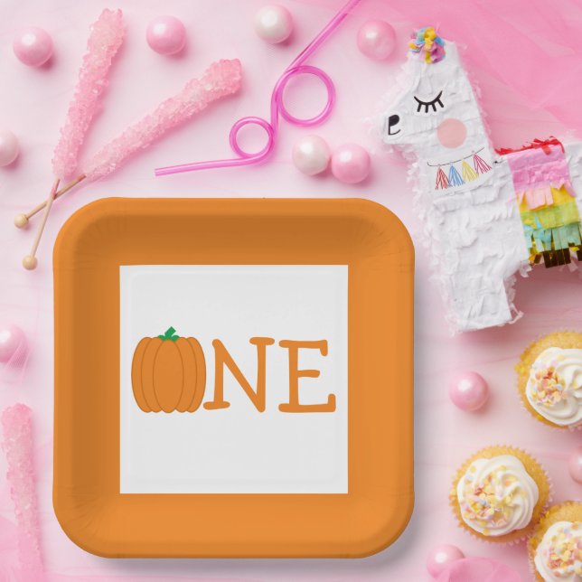 Pumpkin 1st Birthday Paper Plate (Party)
